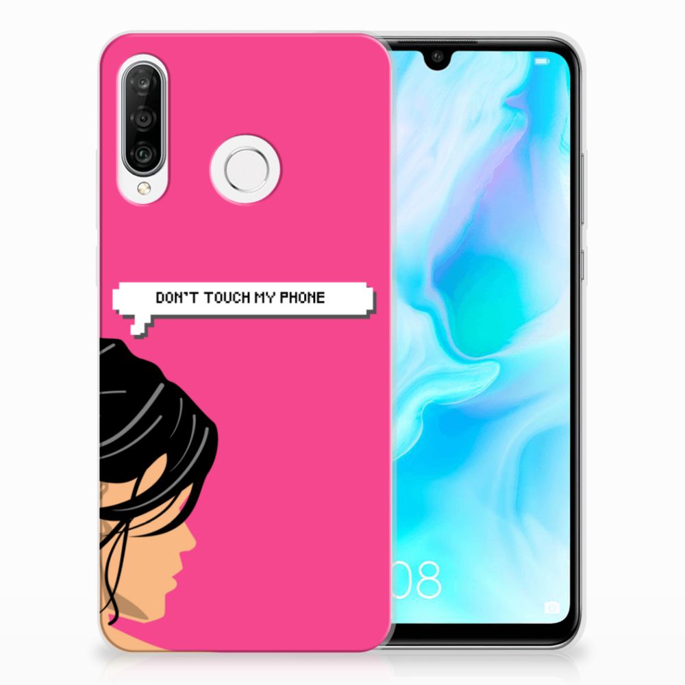 Huawei P30 Lite Silicone-hoesje Woman Don't Touch My Phone
