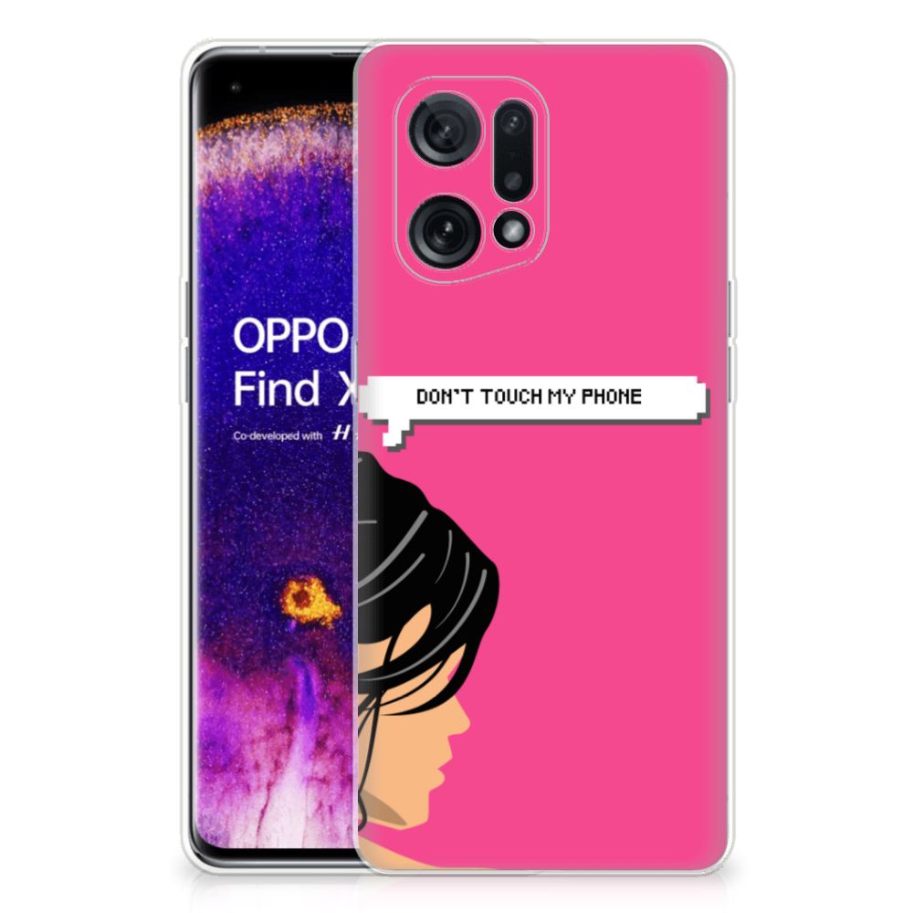 OPPO Find X5 Silicone-hoesje Woman Don't Touch My Phone