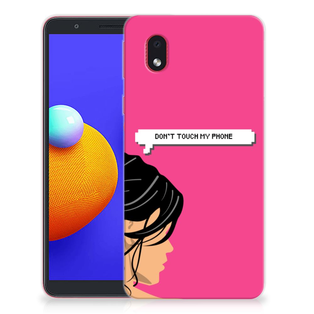 Samsung Galaxy A01 Core Silicone-hoesje Woman Don't Touch My Phone