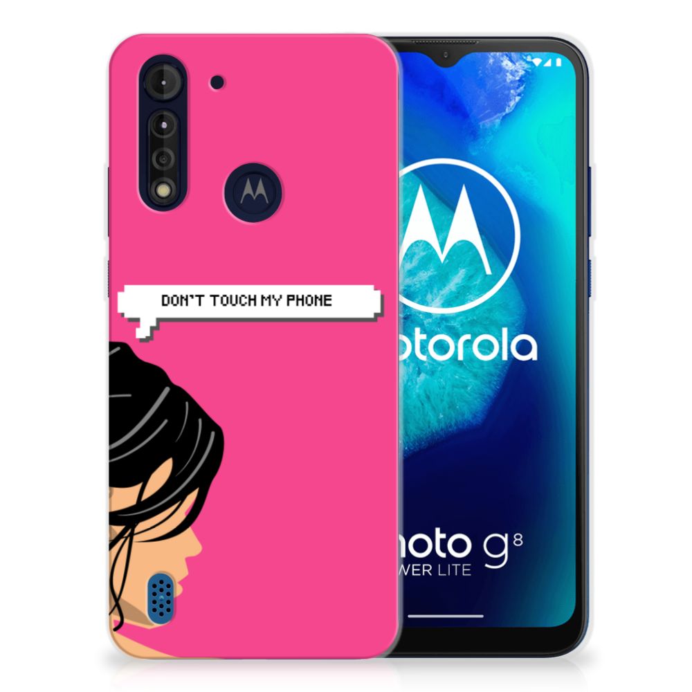Motorola Moto G8 Power Lite Silicone-hoesje Woman Don't Touch My Phone