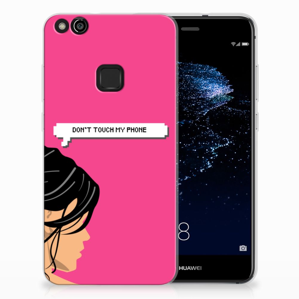 Huawei P10 Lite Silicone-hoesje Woman Don't Touch My Phone