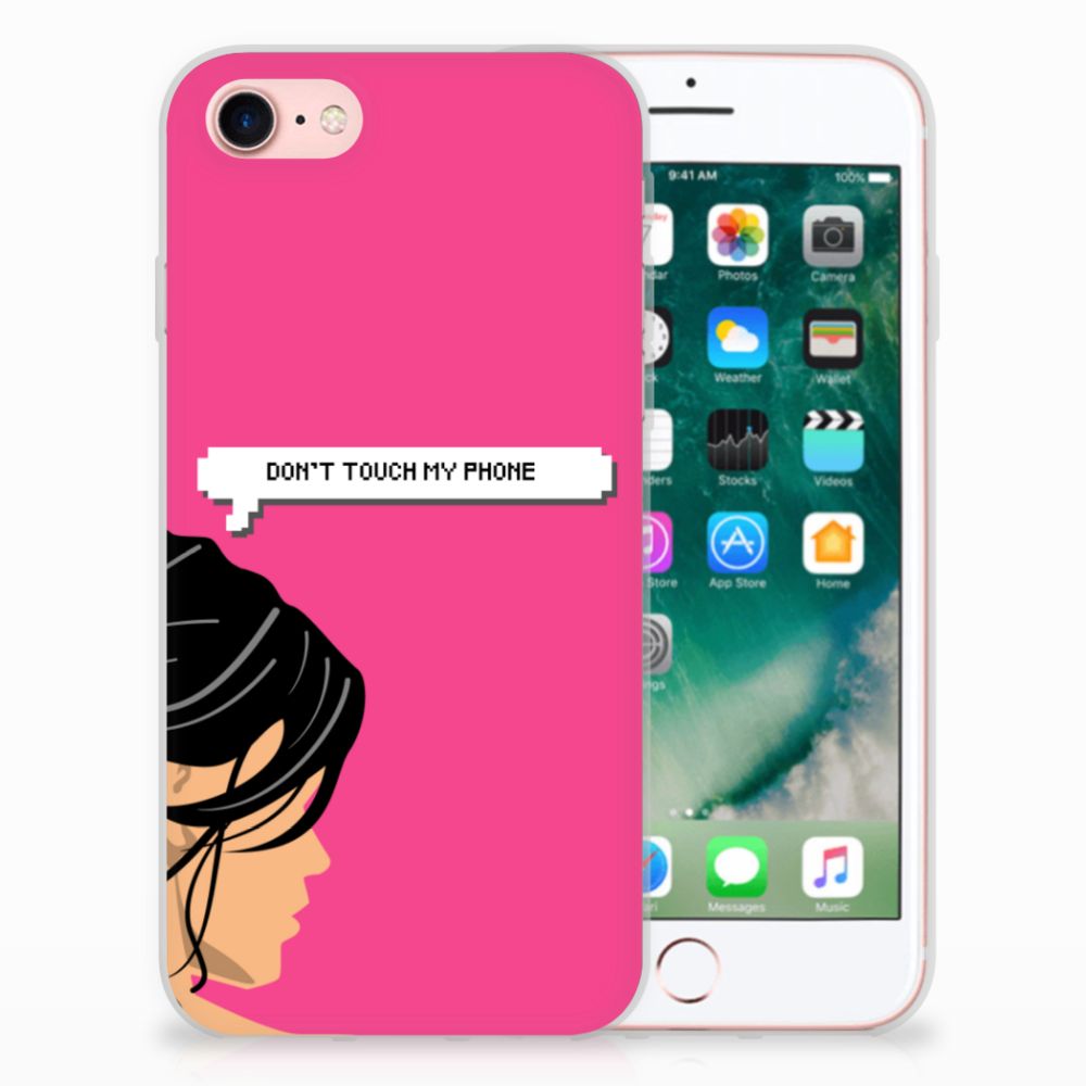 iPhone SE 2022 | SE 2020 | 8 | 7 Silicone-hoesje Woman Don't Touch My Phone