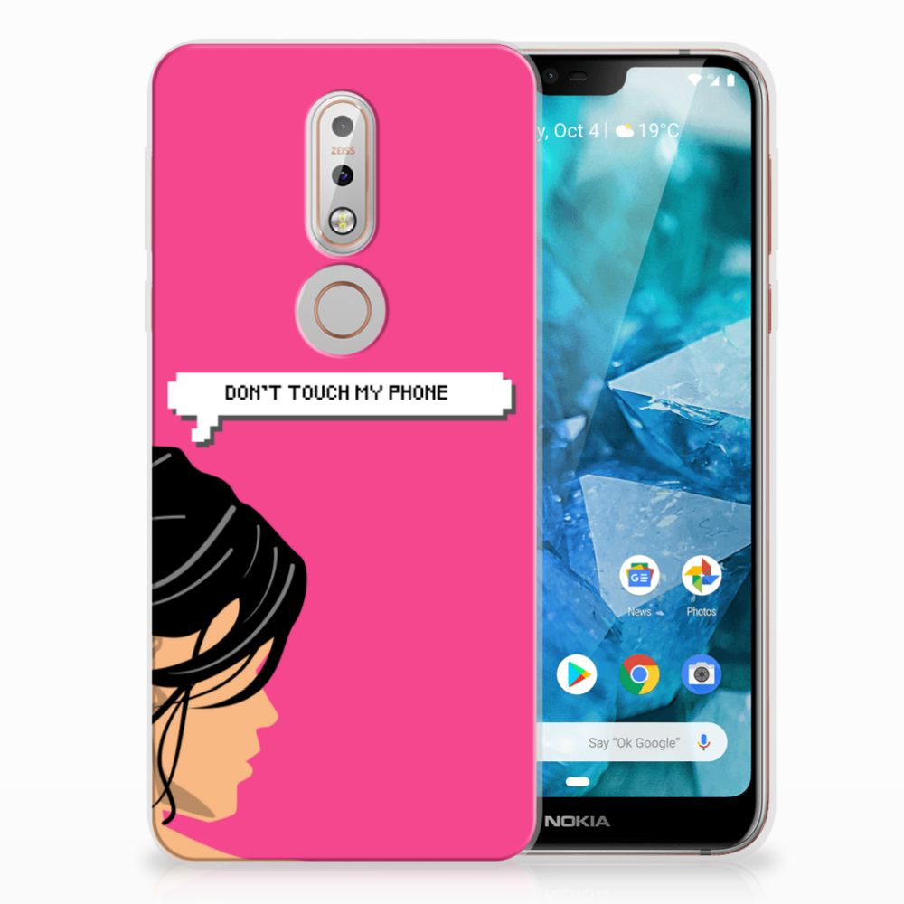 Nokia 7.1 Silicone-hoesje Woman Don't Touch My Phone
