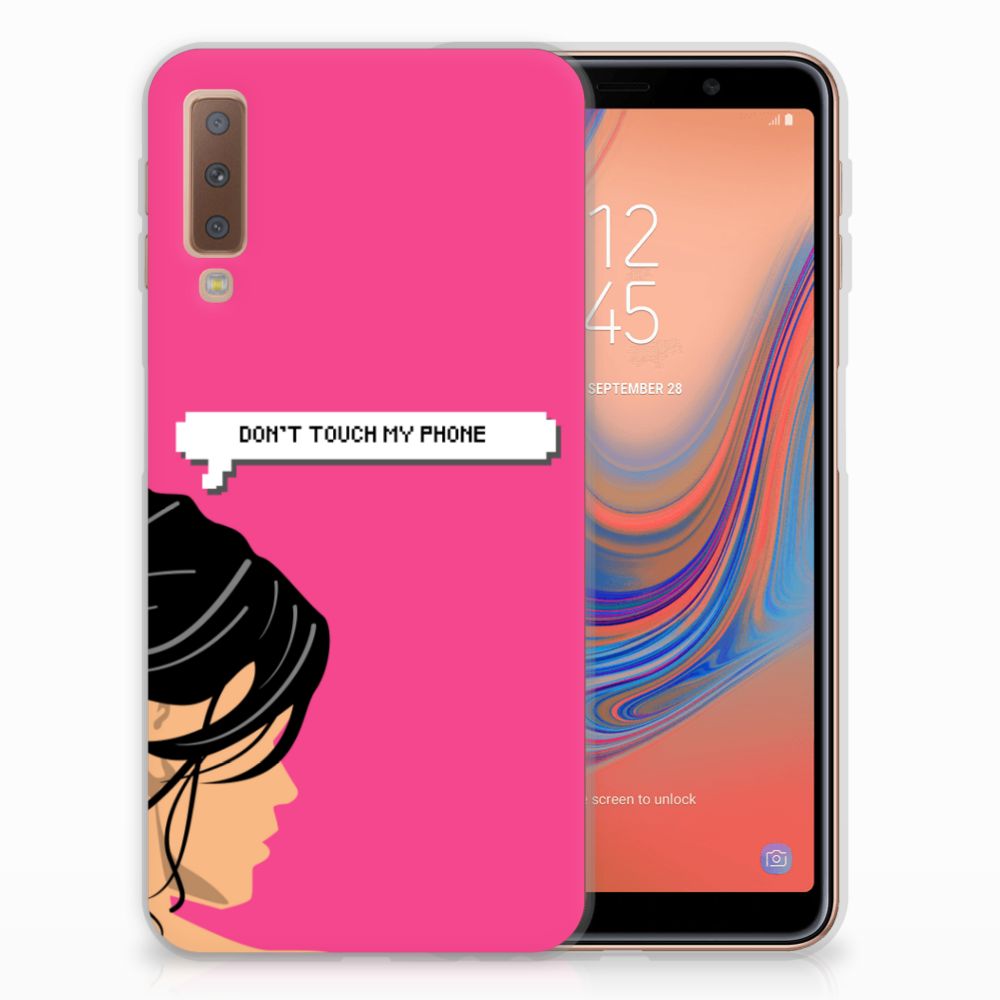 Samsung Galaxy A7 (2018) Silicone-hoesje Woman Don't Touch My Phone