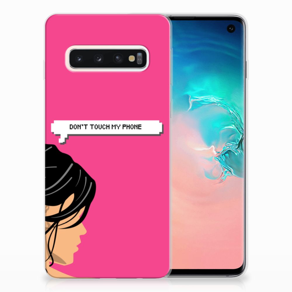 Samsung Galaxy S10 Silicone-hoesje Woman Don't Touch My Phone