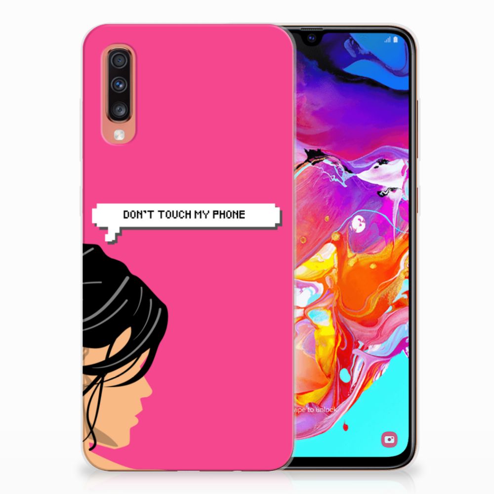 Samsung Galaxy A70 Silicone-hoesje Woman Don't Touch My Phone