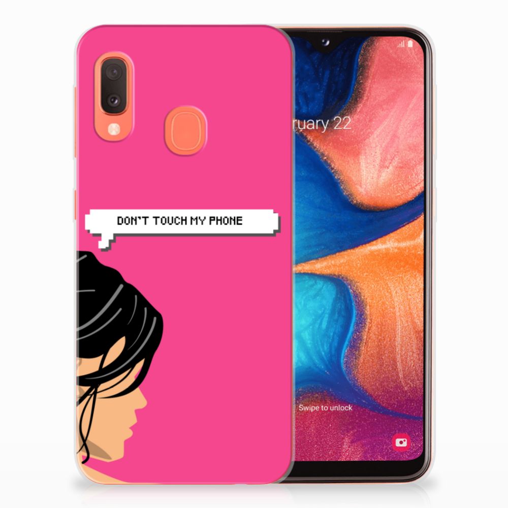 Samsung Galaxy A20e Silicone-hoesje Woman Don't Touch My Phone