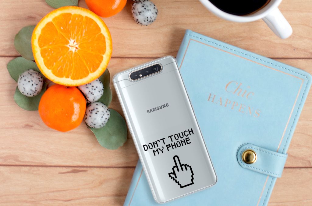 Samsung Galaxy A80 Silicone-hoesje Finger Don't Touch My Phone