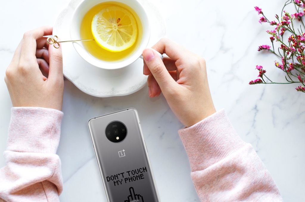 OnePlus 7T Silicone-hoesje Finger Don't Touch My Phone