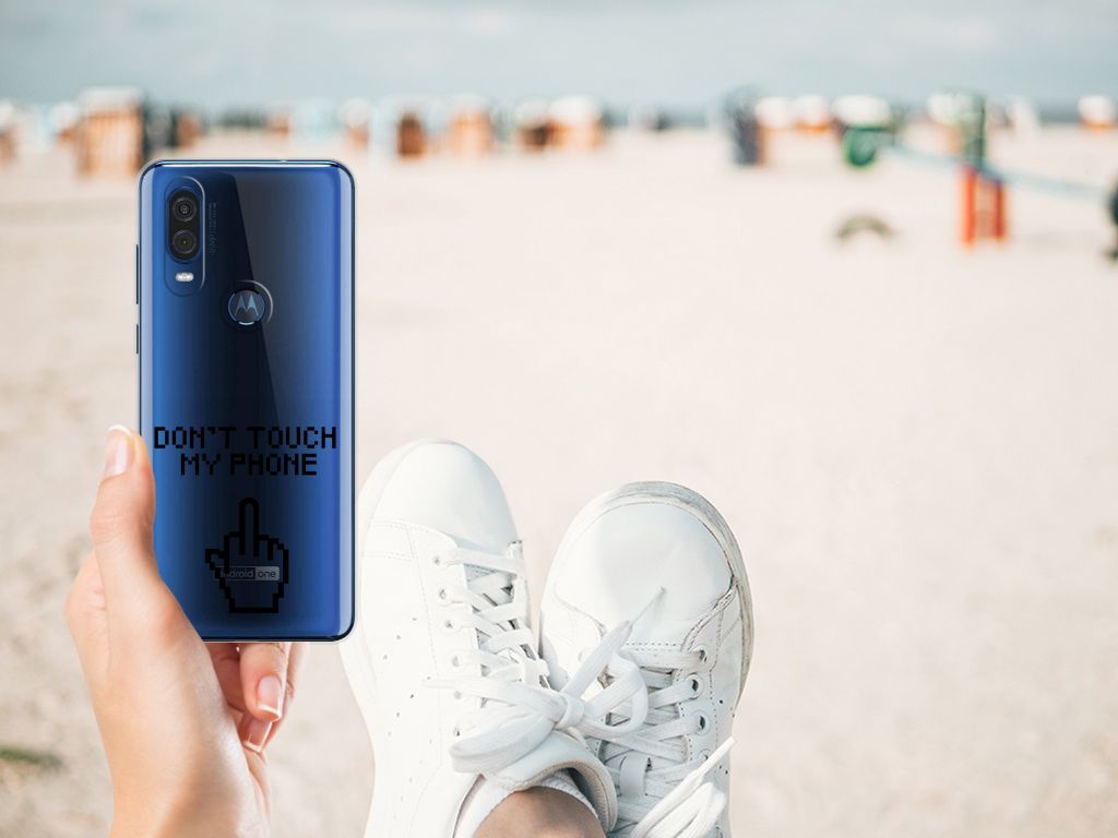 Motorola One Vision Silicone-hoesje Finger Don't Touch My Phone