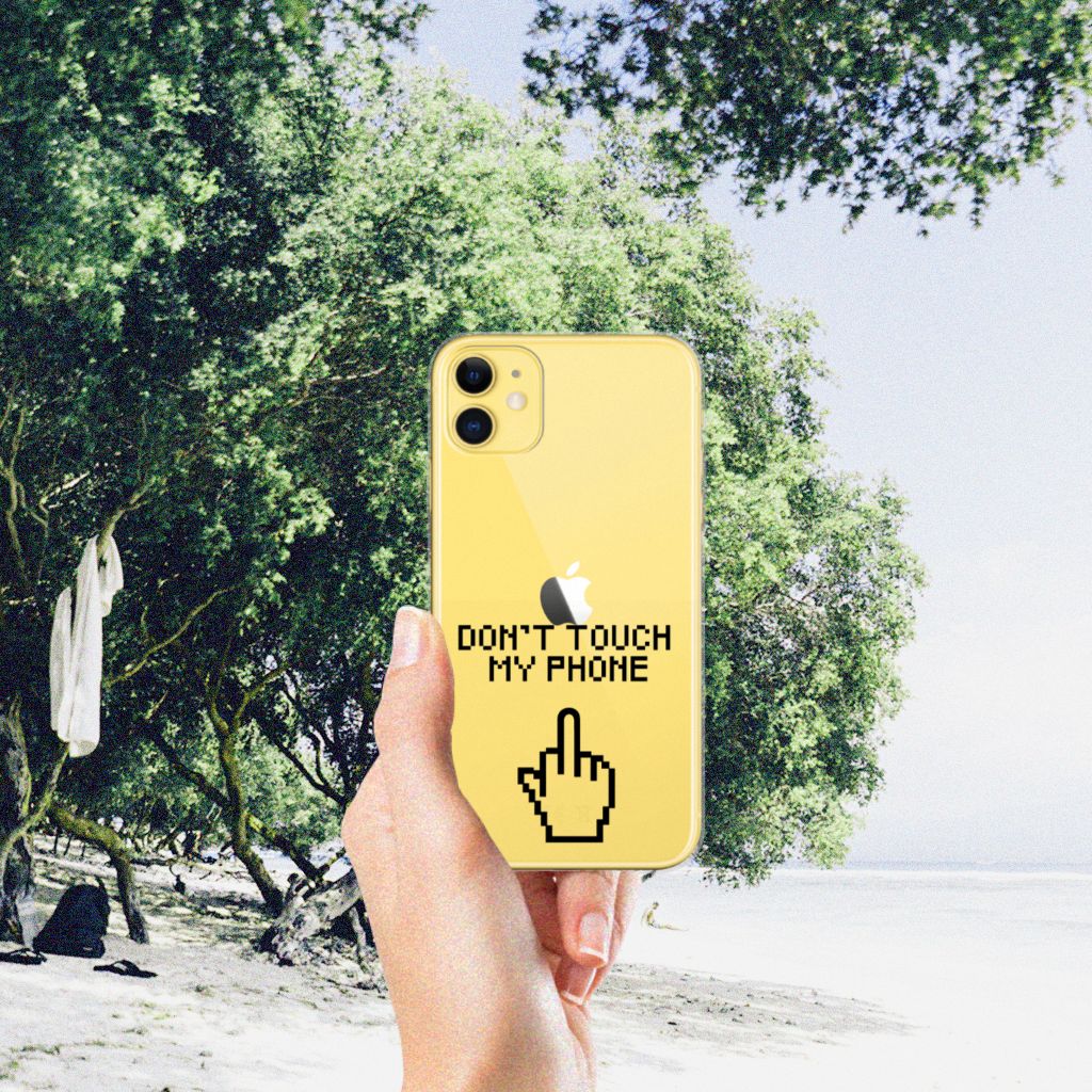 Apple iPhone 11 Silicone-hoesje Finger Don't Touch My Phone