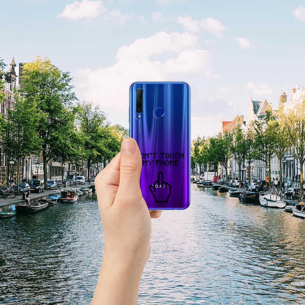 Honor 20 Lite Silicone-hoesje Finger Don't Touch My Phone