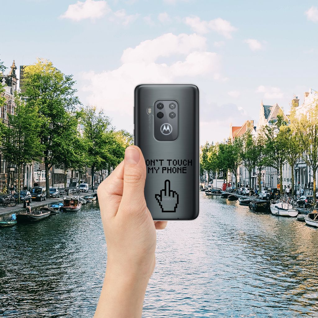 Motorola One Zoom Silicone-hoesje Finger Don't Touch My Phone