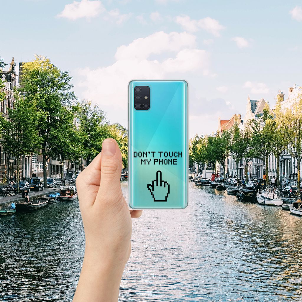 Samsung Galaxy A51 Silicone-hoesje Finger Don't Touch My Phone