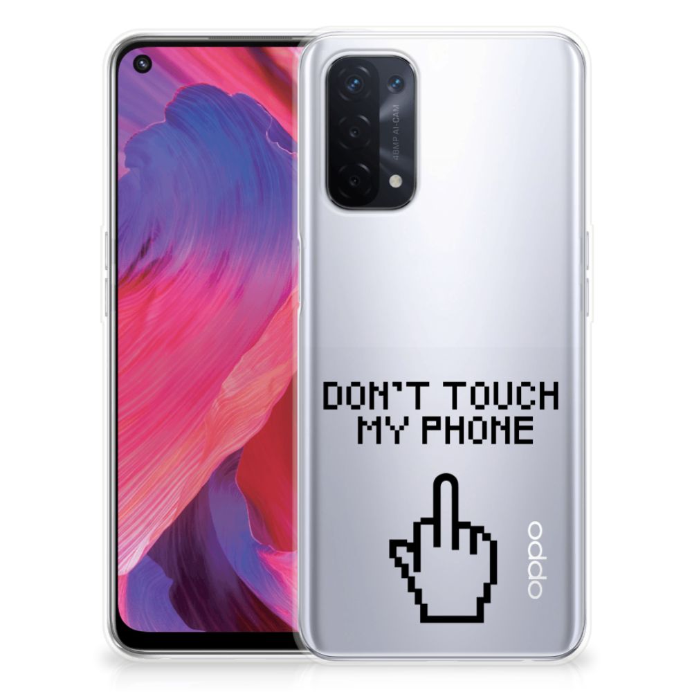 OPPO A74 5G | A54 5G Silicone-hoesje Finger Don't Touch My Phone