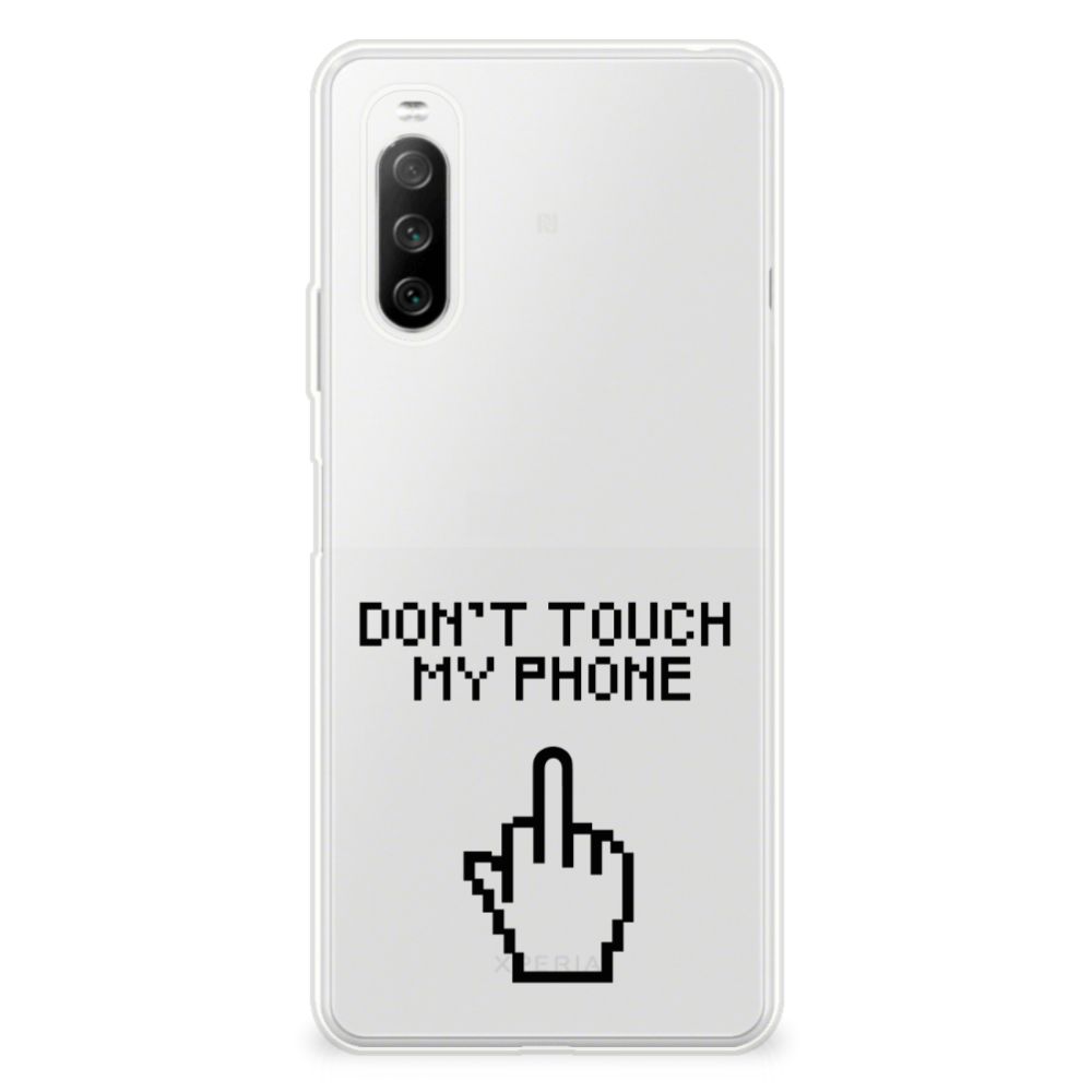 Sony Xperia 10 III Silicone-hoesje Finger Don't Touch My Phone