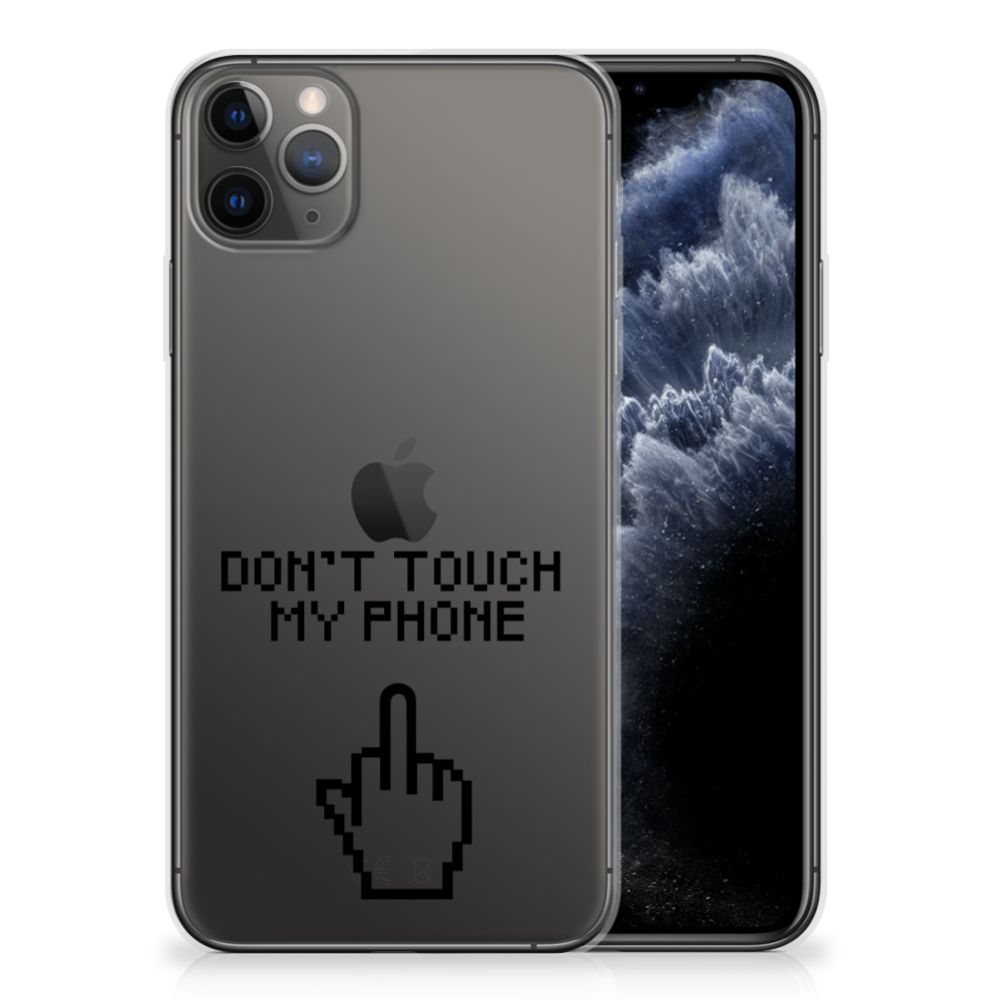 Apple iPhone 11 Pro Max Silicone-hoesje Finger Don't Touch My Phone