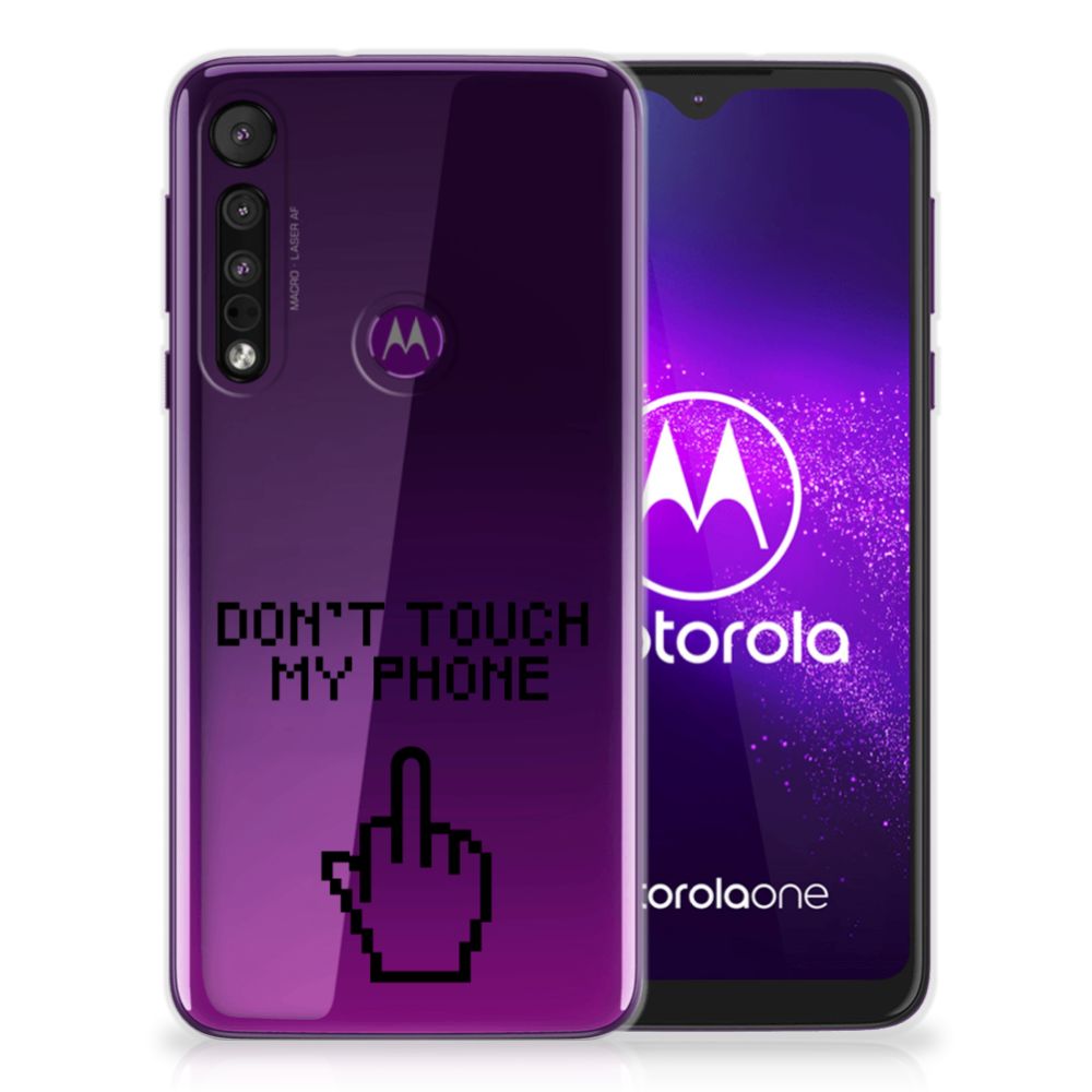 Motorola One Macro Silicone-hoesje Finger Don't Touch My Phone
