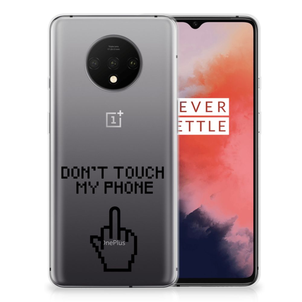 OnePlus 7T Silicone-hoesje Finger Don't Touch My Phone