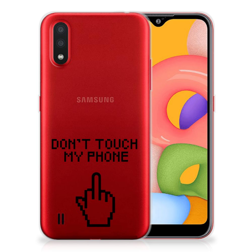 Samsung Galaxy A01 Silicone-hoesje Finger Don't Touch My Phone