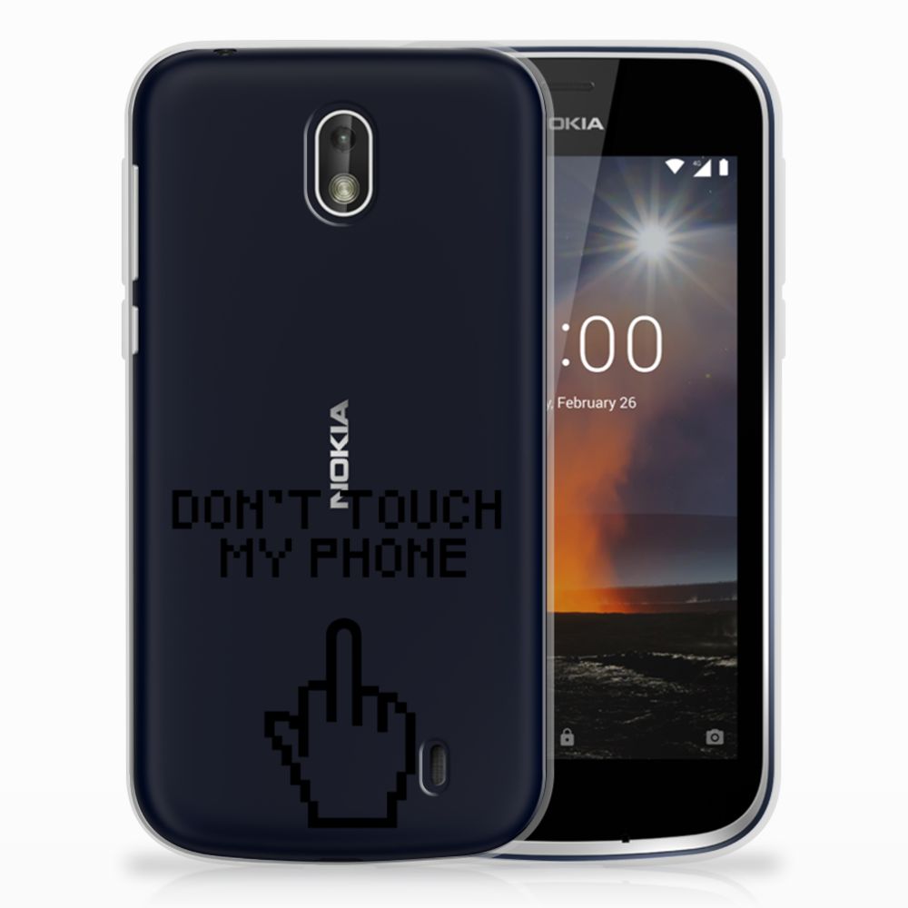 Nokia 1 Silicone-hoesje Finger Don't Touch My Phone