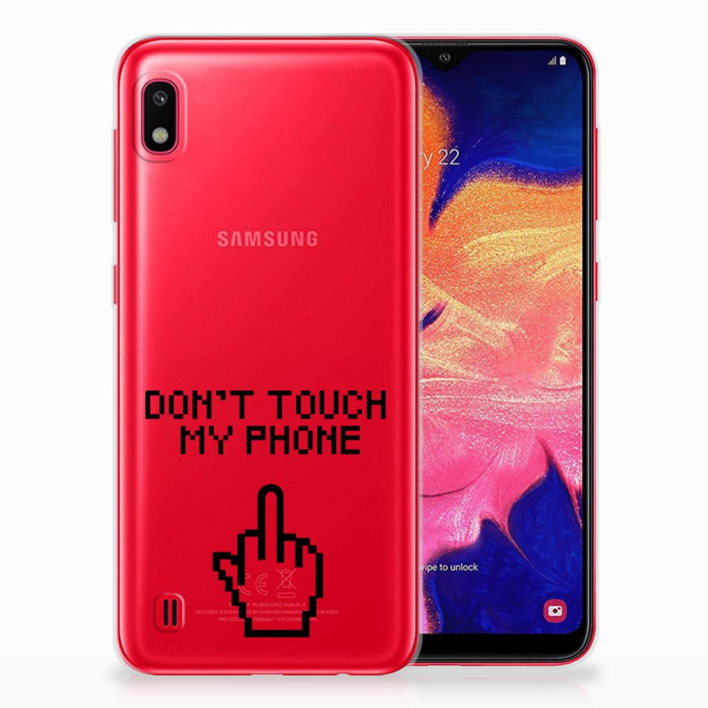 Samsung Galaxy A10 Silicone-hoesje Finger Don't Touch My Phone