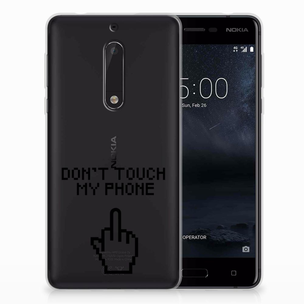 Nokia 5 Silicone-hoesje Finger Don't Touch My Phone