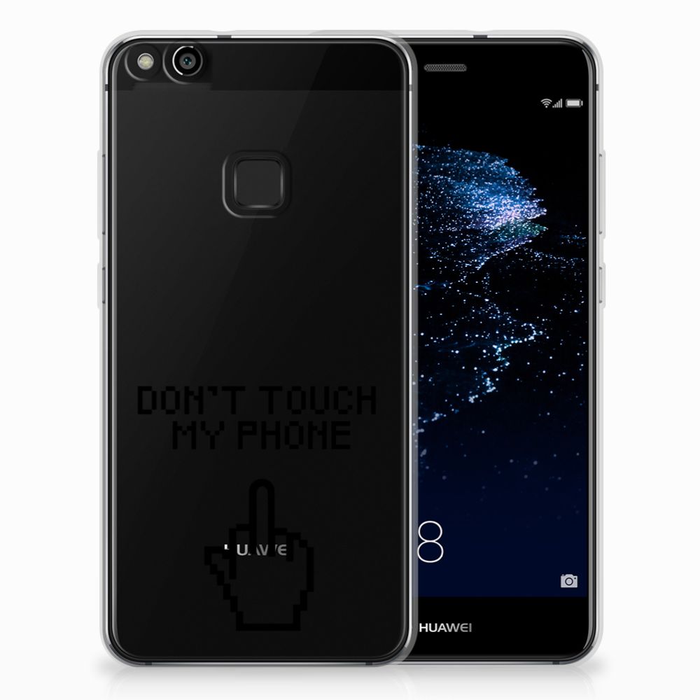 Huawei P10 Lite Silicone-hoesje Finger Don't Touch My Phone