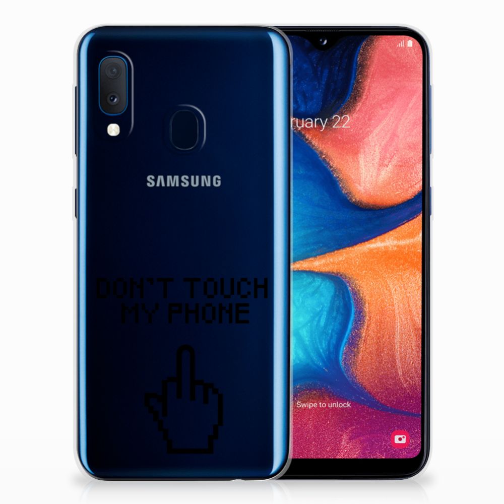 Samsung Galaxy A20e Silicone-hoesje Finger Don't Touch My Phone
