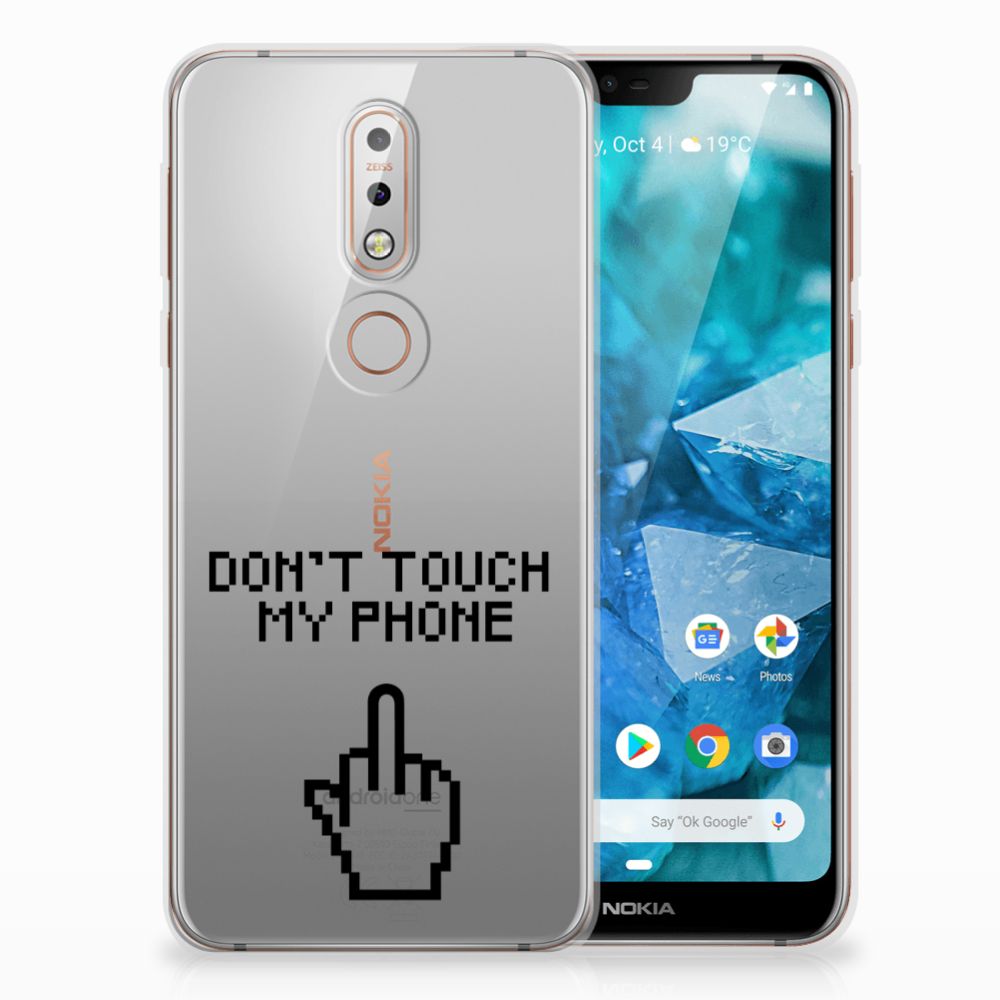 Nokia 7.1 Silicone-hoesje Finger Don't Touch My Phone