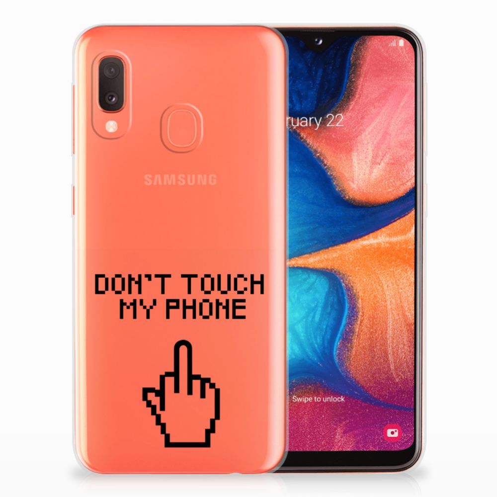 Samsung Galaxy A20e Silicone-hoesje Finger Don't Touch My Phone