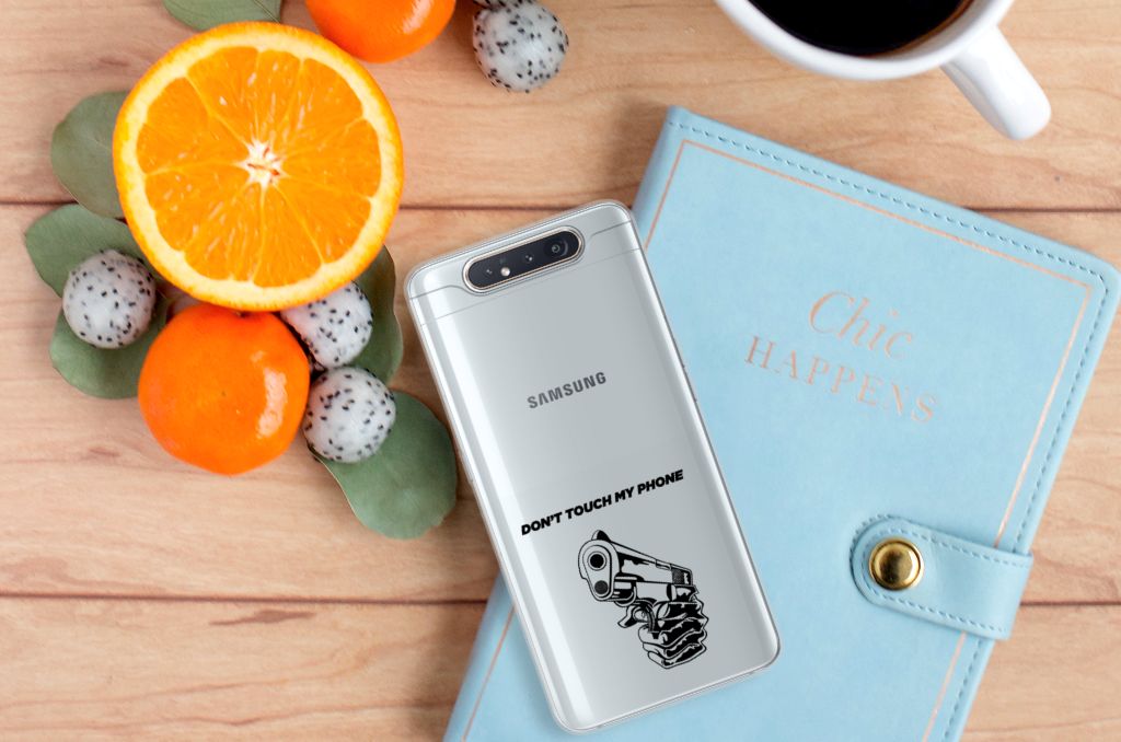 Samsung Galaxy A80 Silicone-hoesje Gun Don't Touch My Phone