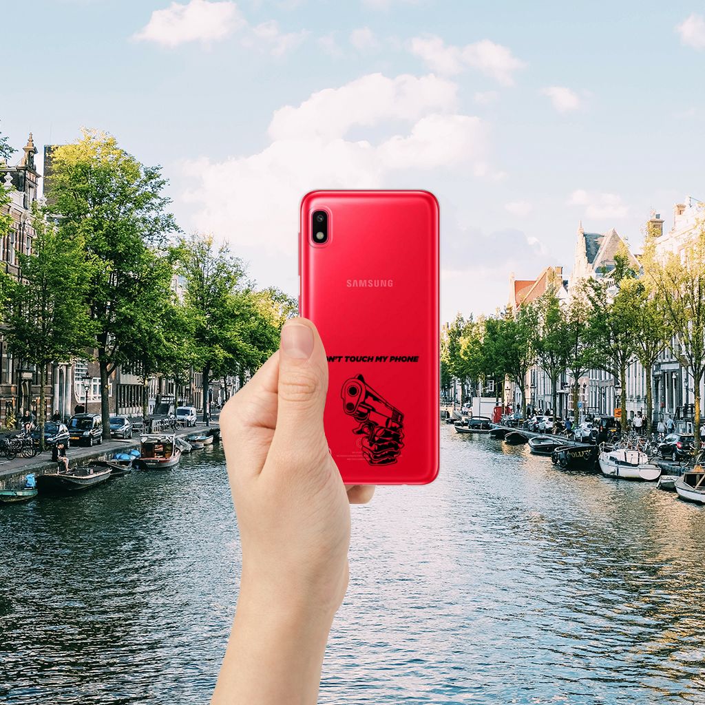 Samsung Galaxy A10 Silicone-hoesje Gun Don't Touch My Phone