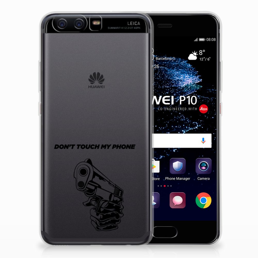 Huawei P10 Silicone-hoesje Gun Don't Touch My Phone