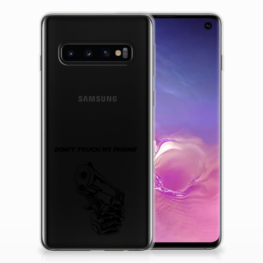 Samsung Galaxy S10 Silicone-hoesje Gun Don't Touch My Phone