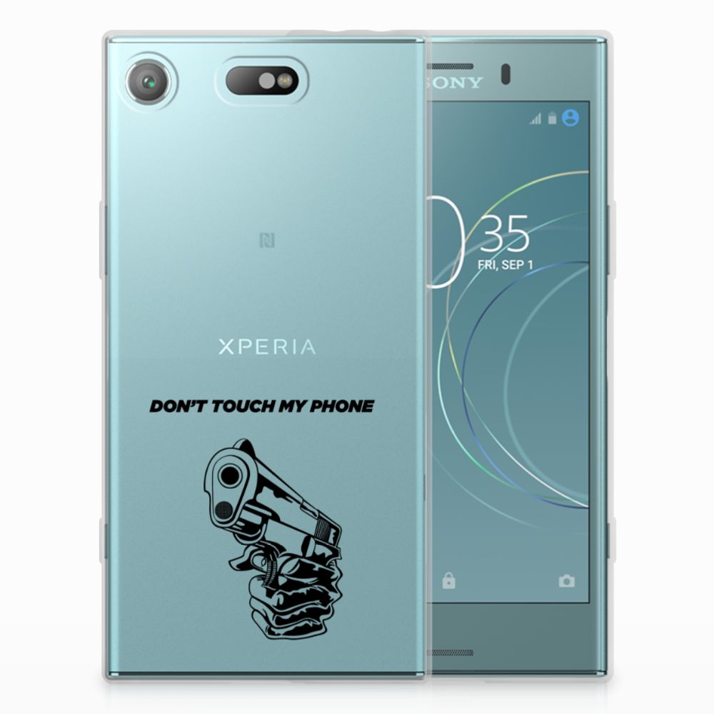 Sony Xperia XZ1 Compact Silicone-hoesje Gun Don't Touch My Phone