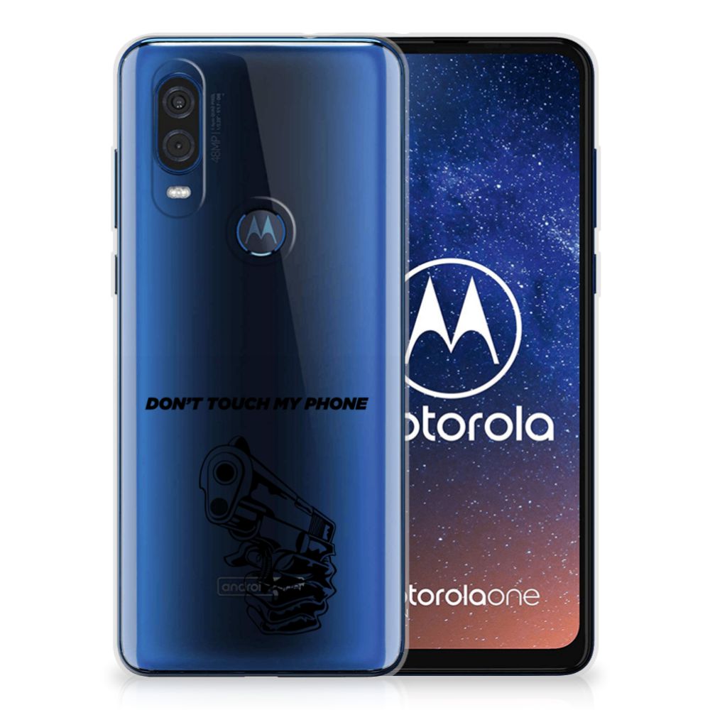 Motorola One Vision Silicone-hoesje Gun Don't Touch My Phone