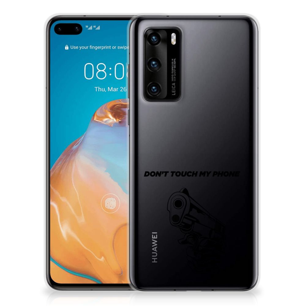 Huawei P40 Silicone-hoesje Gun Don't Touch My Phone