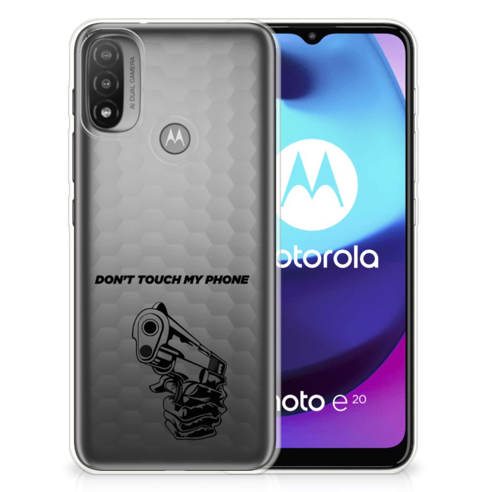 Motorola Moto E20 | E40 Silicone-hoesje Gun Don't Touch My Phone