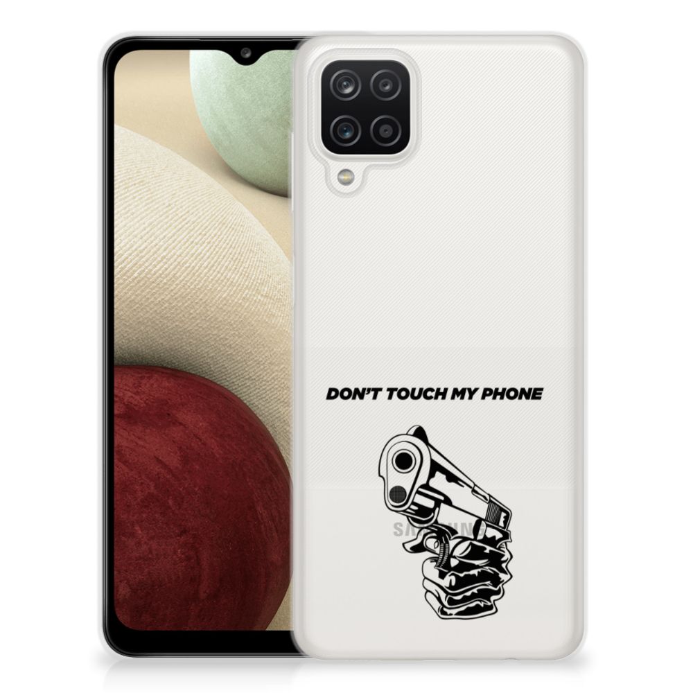 Samsung Galaxy A12 Silicone-hoesje Gun Don't Touch My Phone