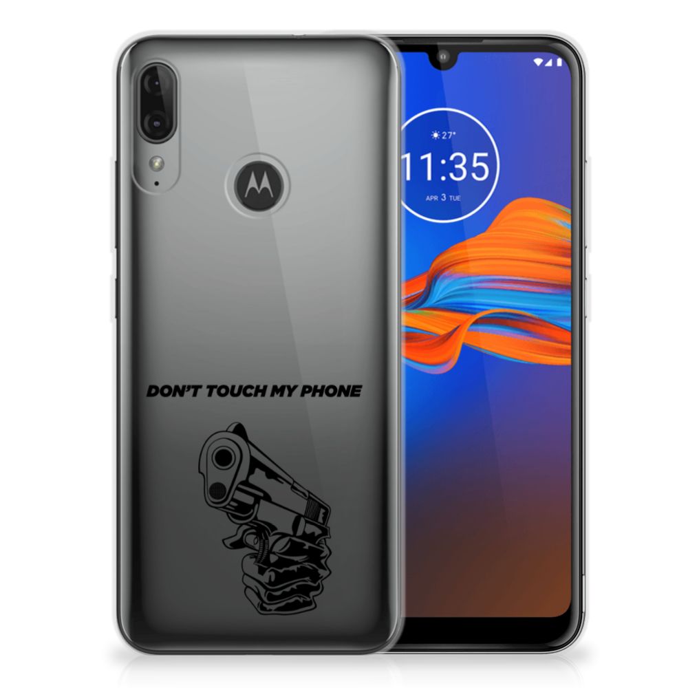 Motorola Moto E6 Plus Silicone-hoesje Gun Don't Touch My Phone