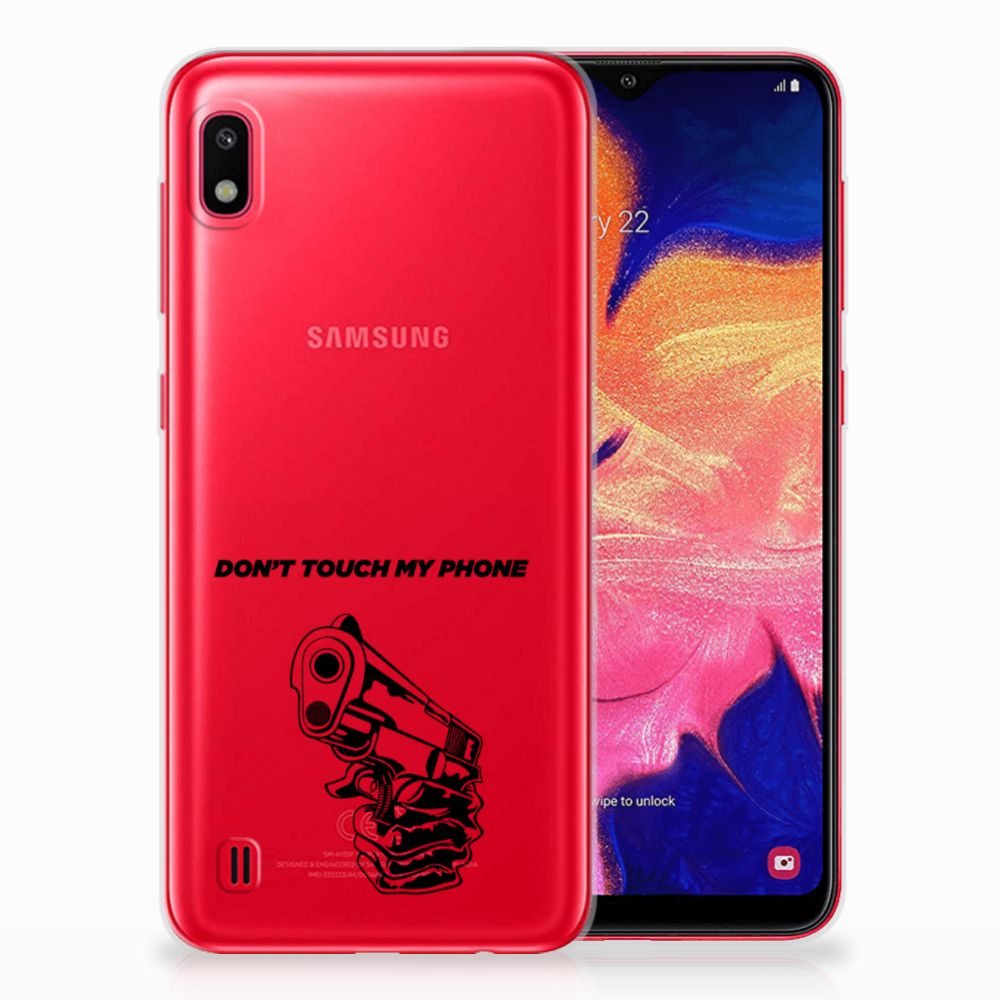 Samsung Galaxy A10 Silicone-hoesje Gun Don't Touch My Phone