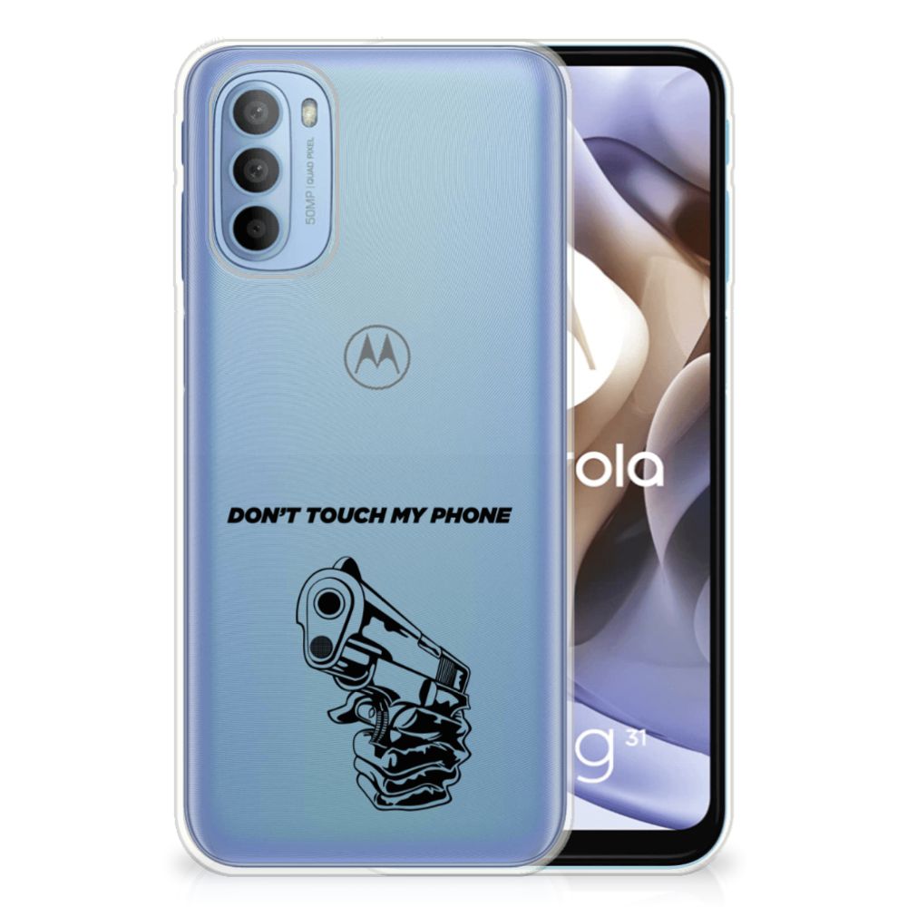 Motorola Moto G31 | G41 Silicone-hoesje Gun Don't Touch My Phone