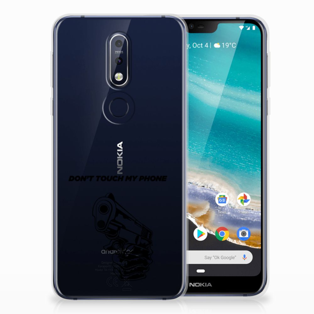 Nokia 7.1 Silicone-hoesje Gun Don't Touch My Phone