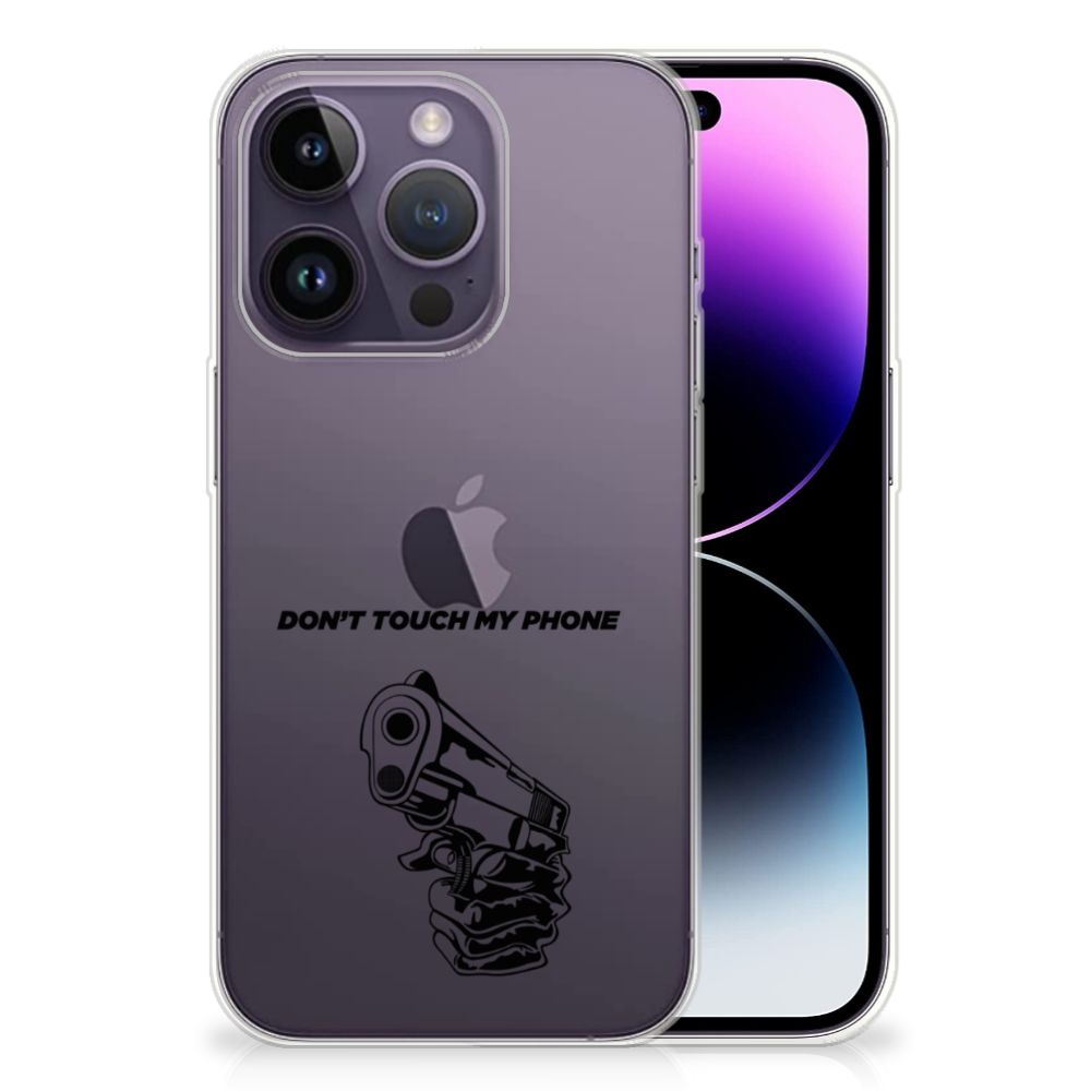Apple iPhone 14 Pro Silicone-hoesje Gun Don't Touch My Phone