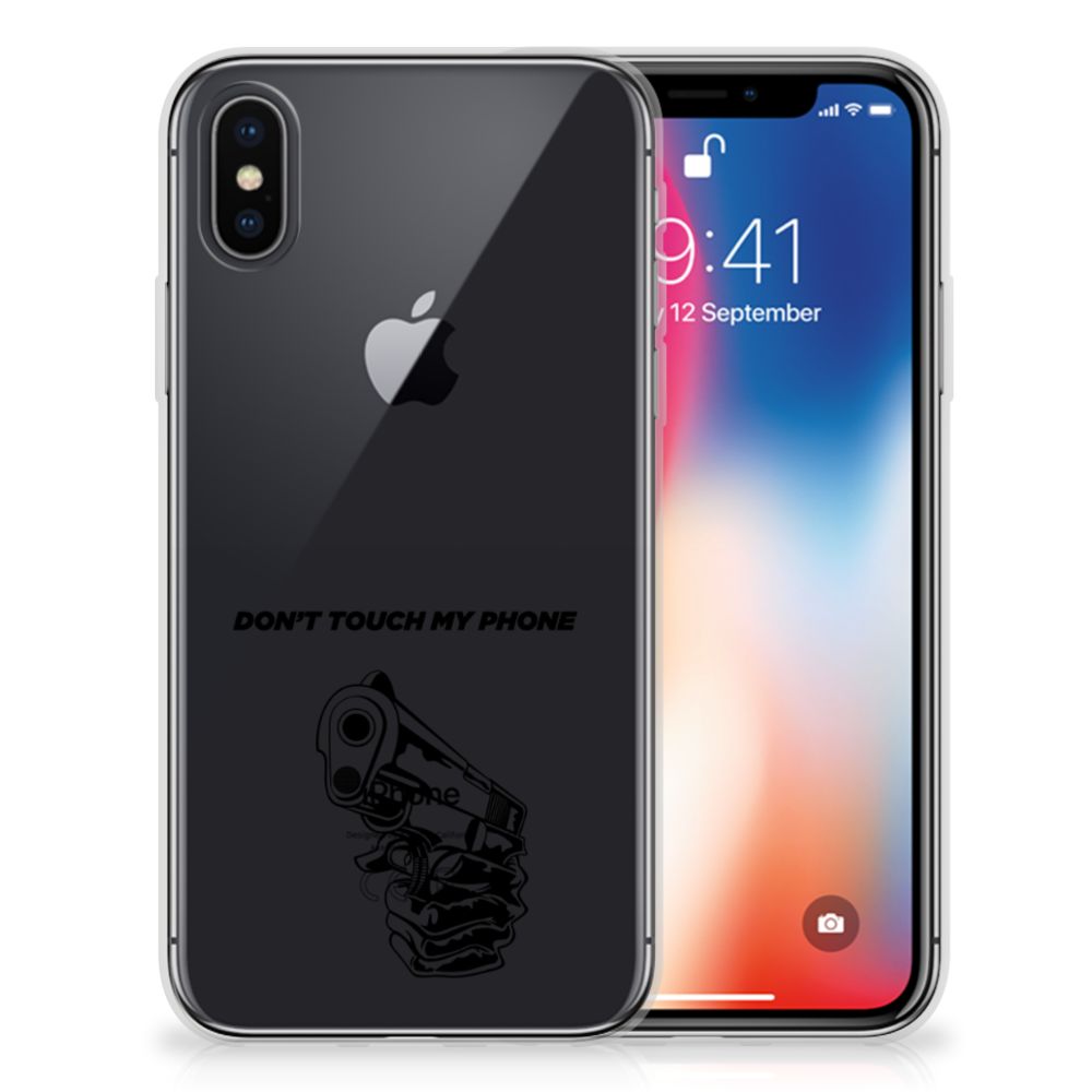 Apple iPhone X | Xs Silicone-hoesje Gun Don't Touch My Phone