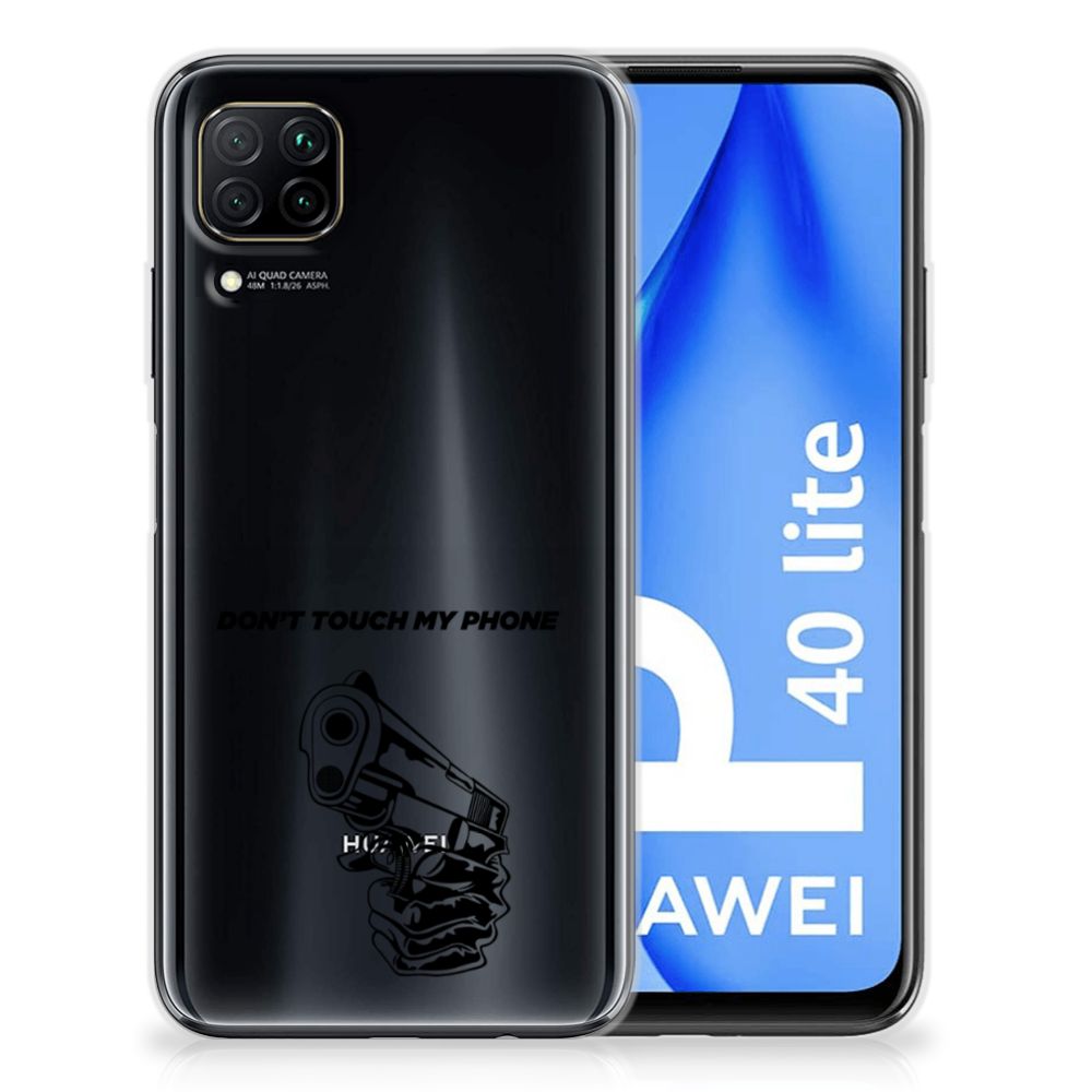Huawei P40 Lite Silicone-hoesje Gun Don't Touch My Phone