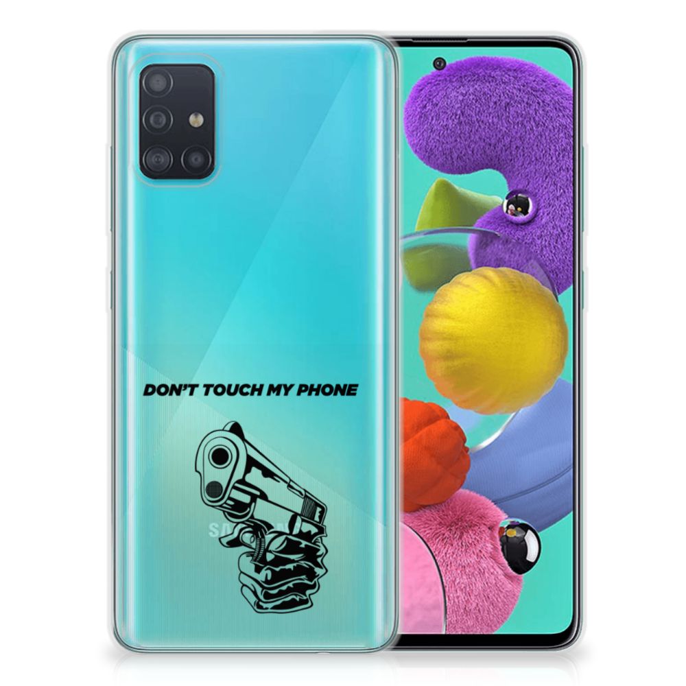 Samsung Galaxy A51 Silicone-hoesje Gun Don't Touch My Phone