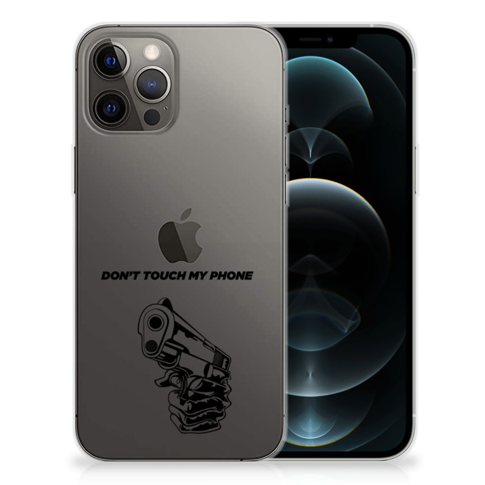 iPhone 12 Pro Max Silicone-hoesje Gun Don't Touch My Phone