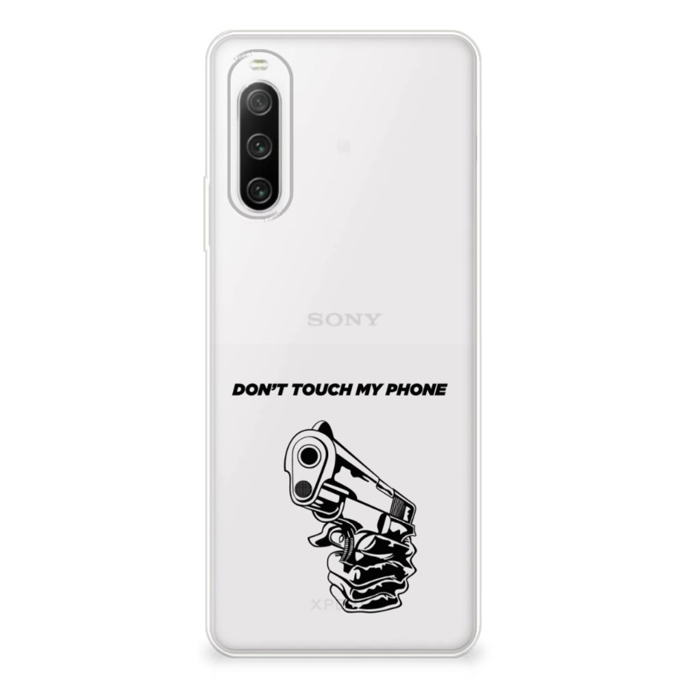 Sony Xperia 10 IV Silicone-hoesje Gun Don't Touch My Phone